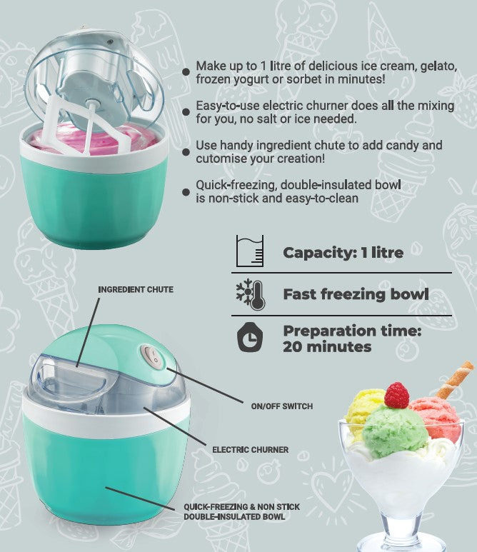 Swift Mix Ice Cream Maker 1 litre ShowTV New Zealand